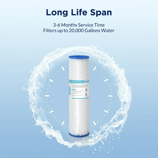 Membrane Solutions 10" x 2.5" Pleated Polyester Sediment Water Filter Replacement Cartridge Universal Whole House Pre-Filter 5/20/50 Micron