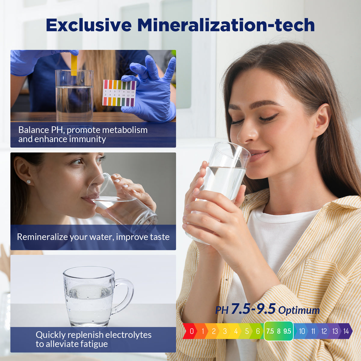 Membrane Solutions 10-inch Alkaline Water Filter pH with Replacement Alkaline Filter for 6-Stage RO System