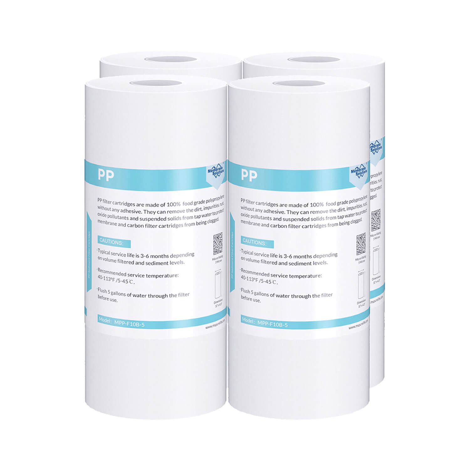 Membrane Solutions 10" x 4.5" Inch 5 Micron Whole House PP Sediment Water Filter Replacement Cartridge