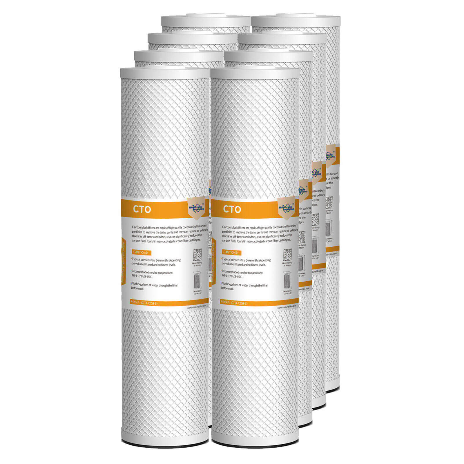 Membrane Solutions 20" x 4.5" 20 inch 5 Micron Coconut Shell Activated Carbon Block CTO Filter Whole House Sediment Water Filter Cartridge Replacement