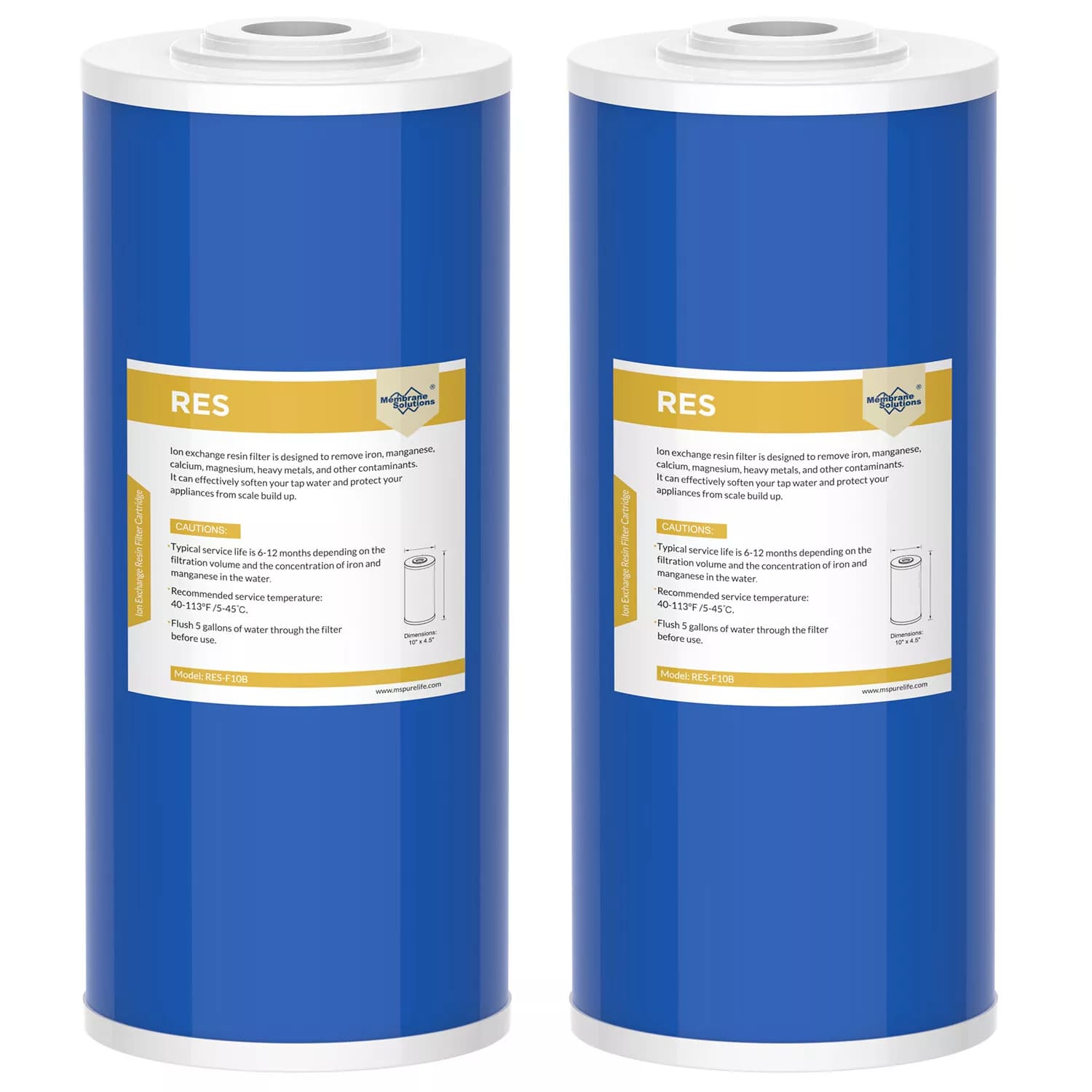 Membrane Solutions 10"x4.5" Water Softening Filter Big Blue Whole House Resin Filter