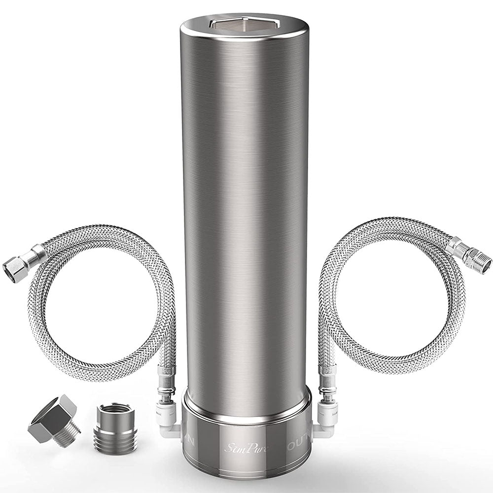 SimPure V7 5 Stage Under Kitchen Sink Water Filter System Direct Connect to Kitchen Faucet 20K Gallons Stainless Steel