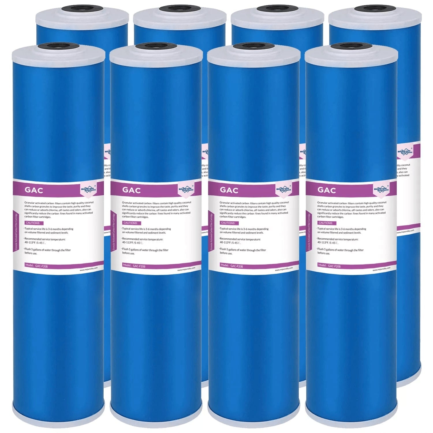 Membrane Solutions 20" x 4.5" 5 Micron Big Blue GAC Granular Activated Carbon Water Filter Cartridge