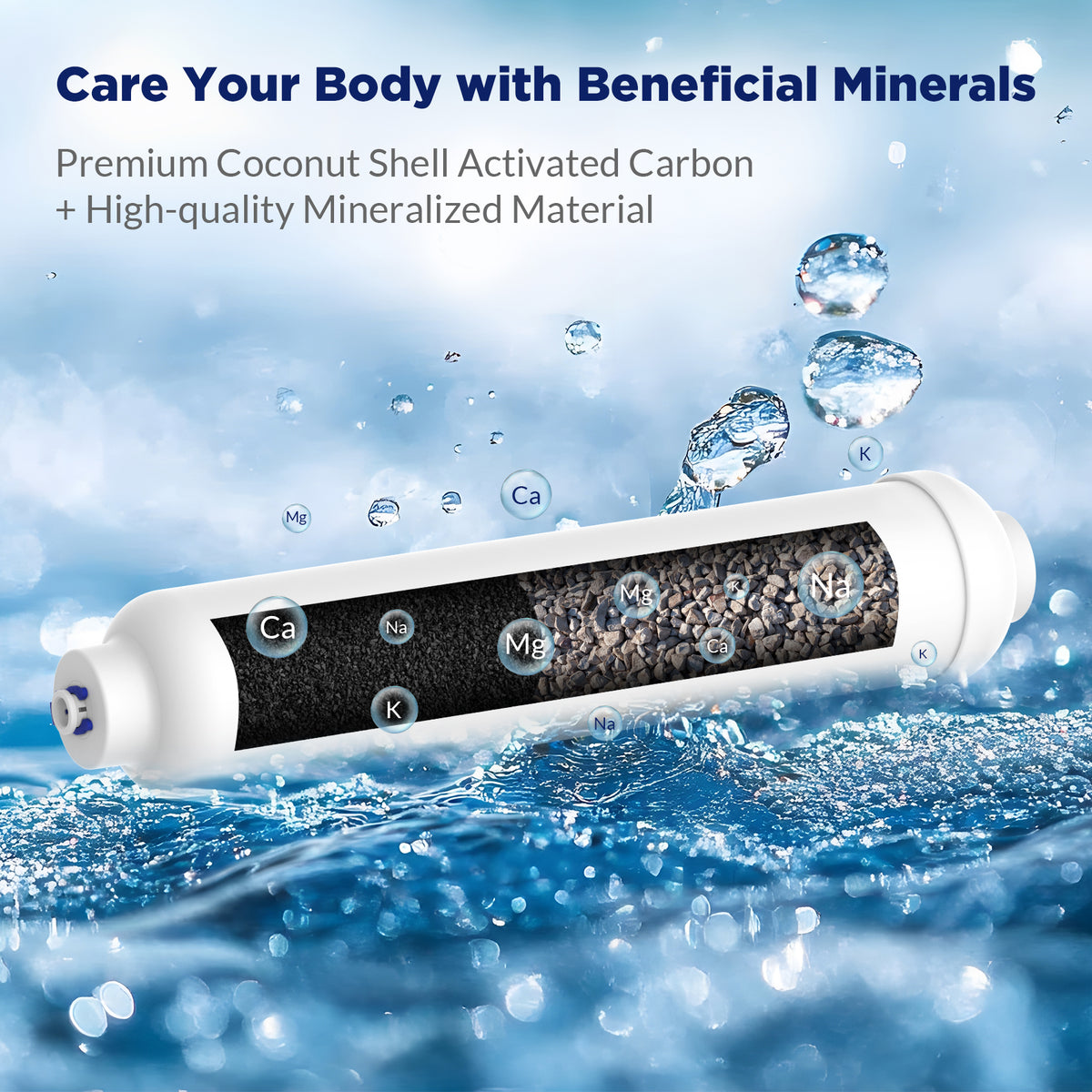 Membrane Solutions 10-inch Alkaline Water Filter pH with Replacement Alkaline Filter for 6-Stage RO System