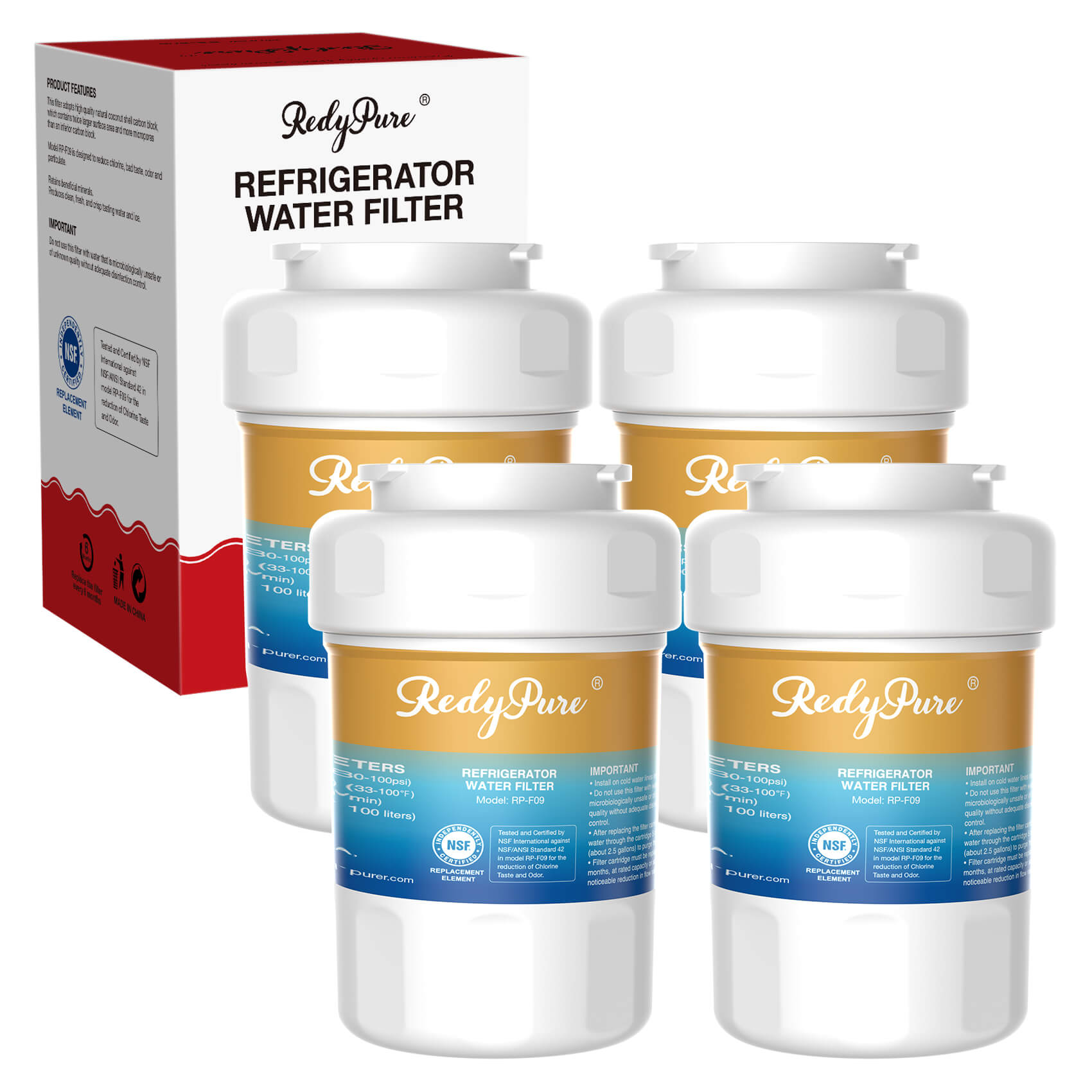RedyPure RP-F09 Replacement for GE MWF GWF06 FMG1 WF287 EFF-6013A PL-100 Refrigerator Water Filter