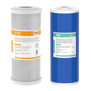 SimPure 10" x 4.5" Carbon Water Filter & KDF Replacement Cartridges for DB10C-2KDF/DB10P/DB10C