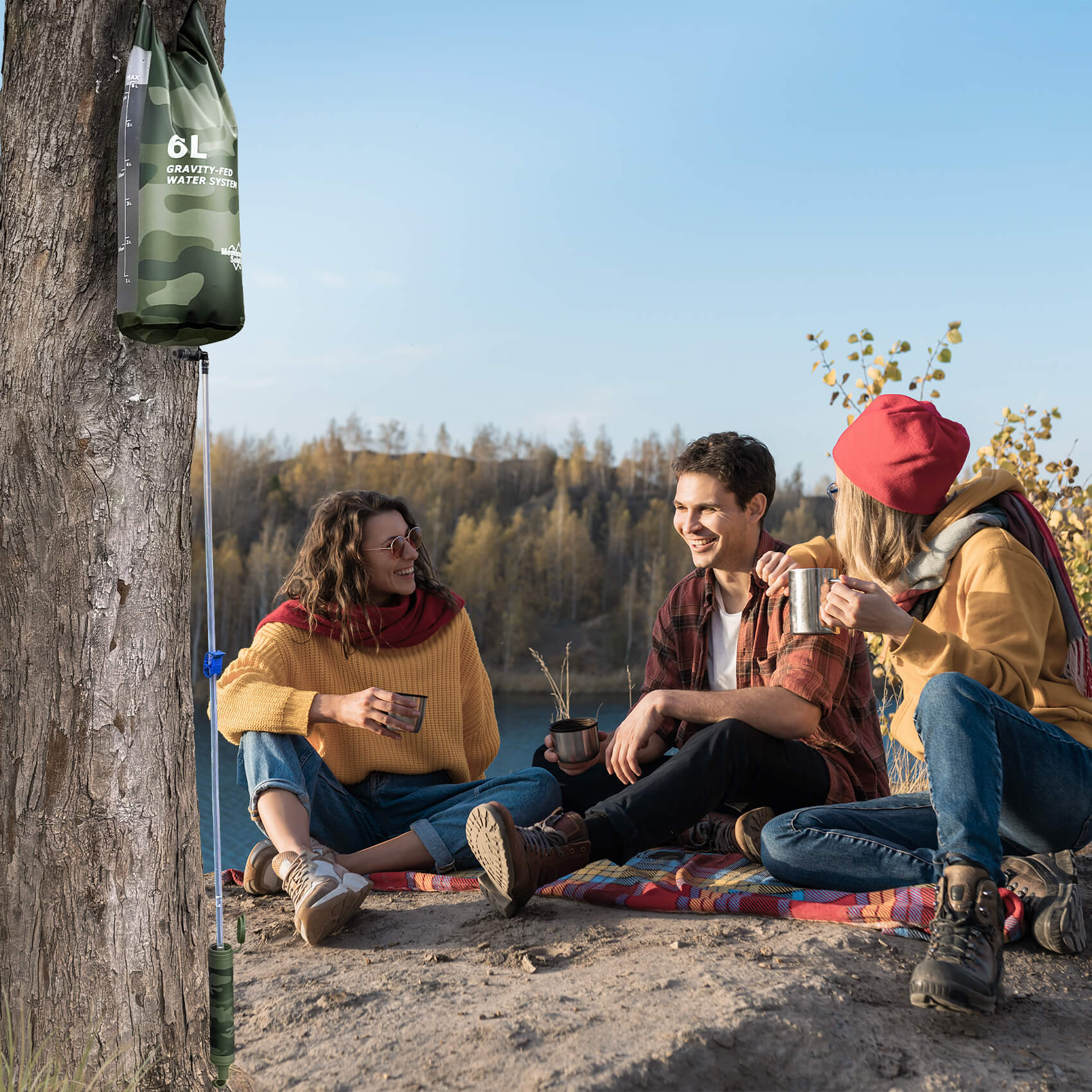 Membrane Solutions 6L Gravity Straw Water Filter Purification Systems for Camping, Hiking and Emergency