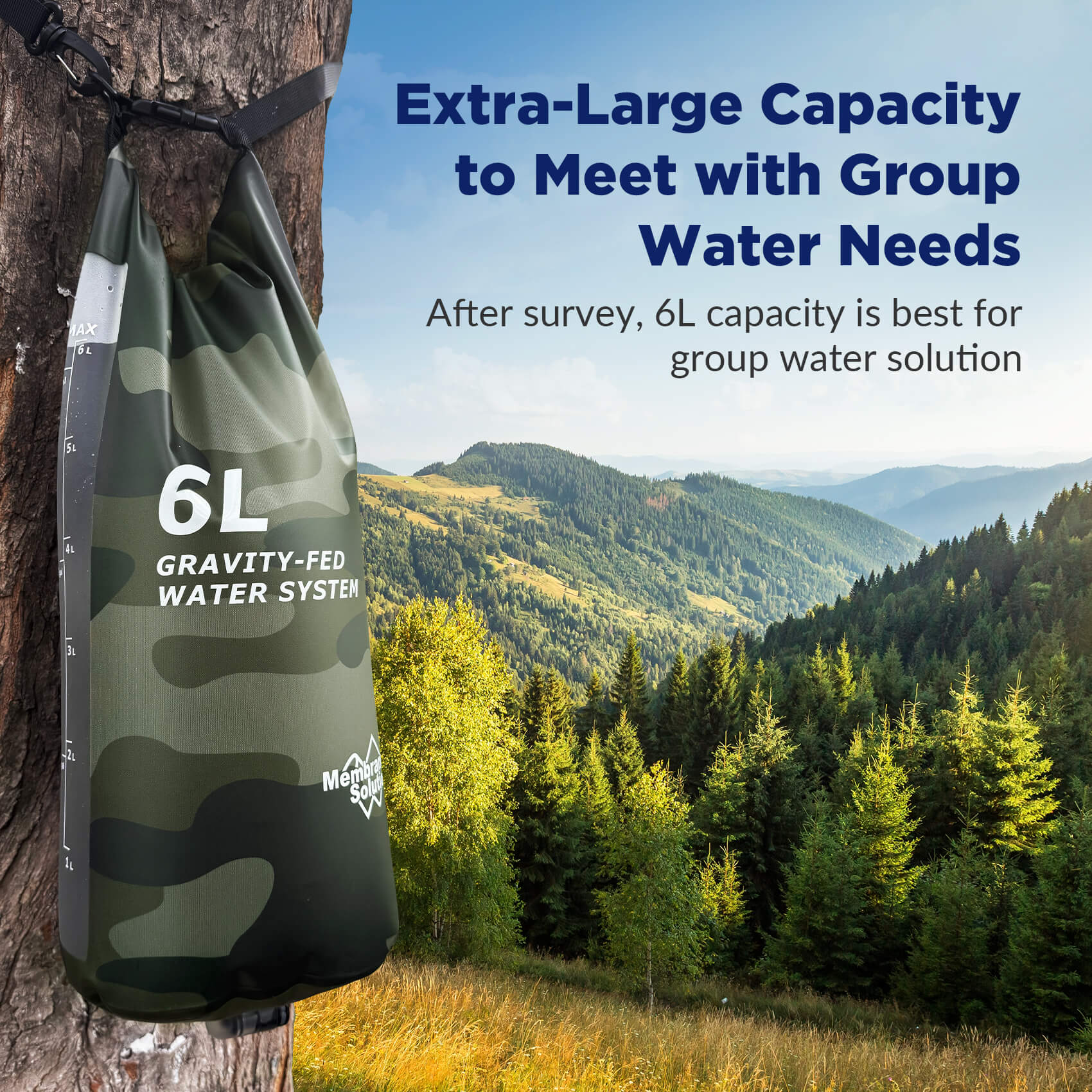 Membrane Solutions 6L Gravity Straw Water Filter Purification Systems for Camping, Hiking and Emergency