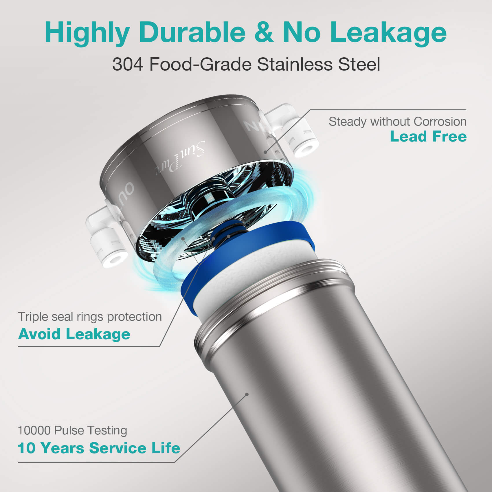 SimPure V7 5 Stage Under Kitchen Sink Water Filter System Direct Connect to Kitchen Faucet  20K Gallons Stainless Steel