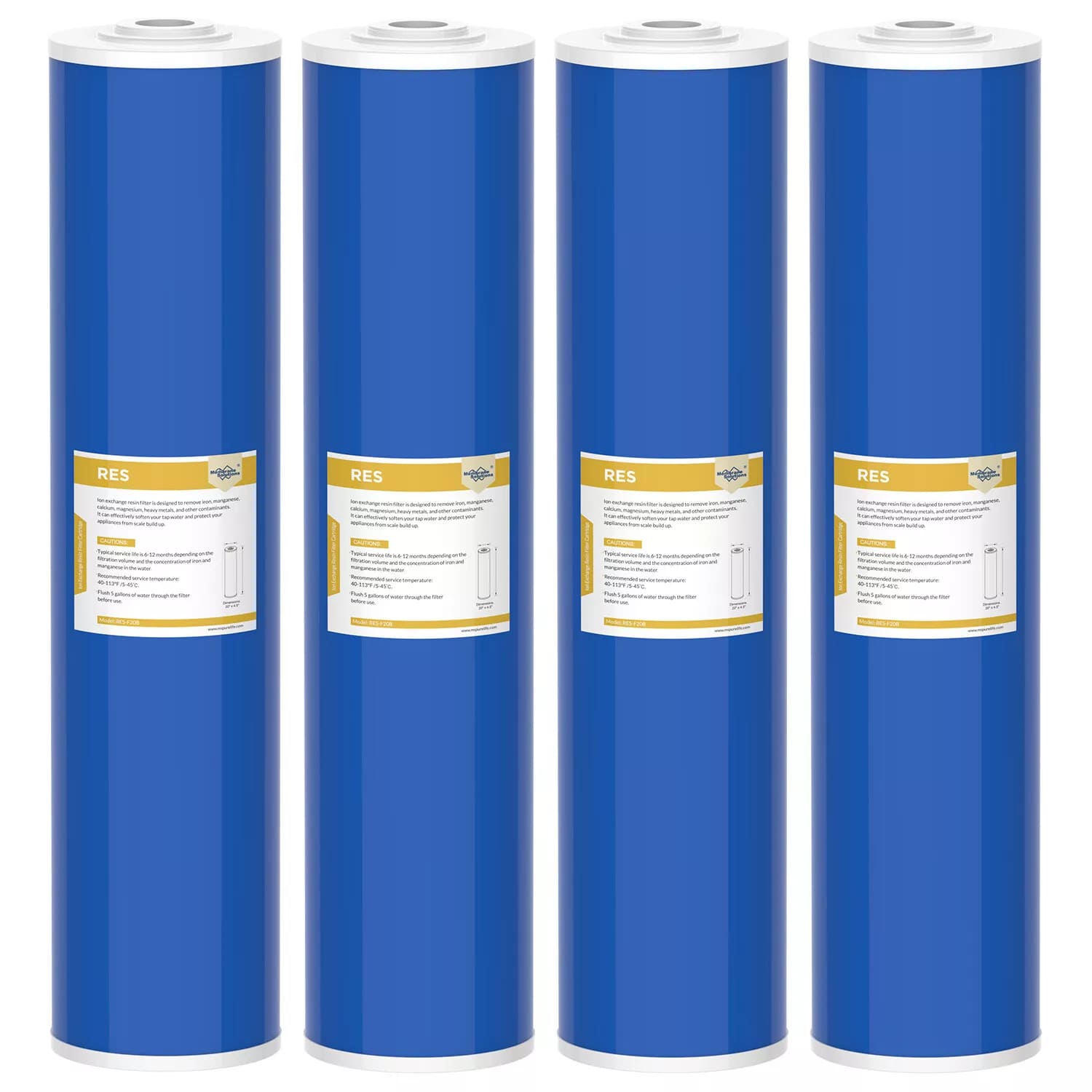 Membrane Solutions 20"x4.5" Water Softening Filter Big Blue Whole House Resin Filter