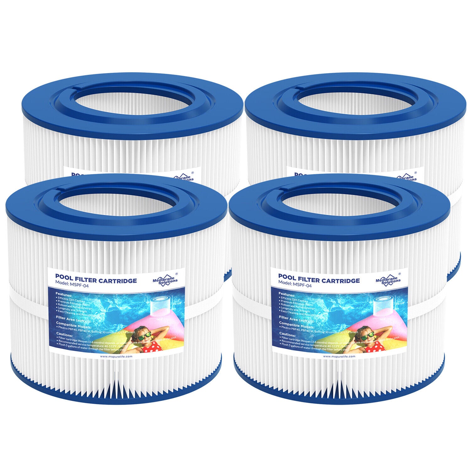 Membrane Solutions F4 Pool Spa Filter Cartridge Replacement for Pleatco PBF40 PBF40-M Bull Frog 30