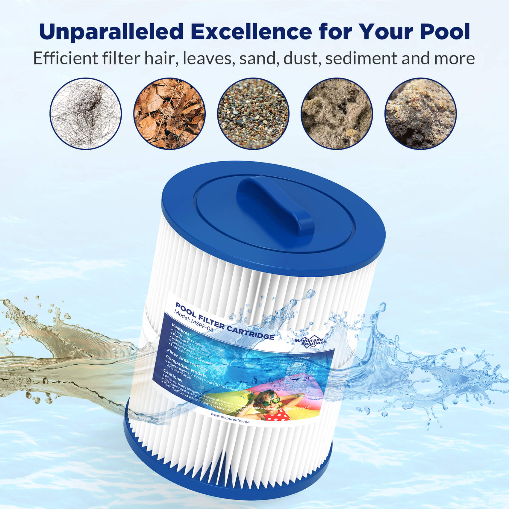 Membrane Solutions F3 Hot Tub & Spa Pool Replacement Cartridge Filter