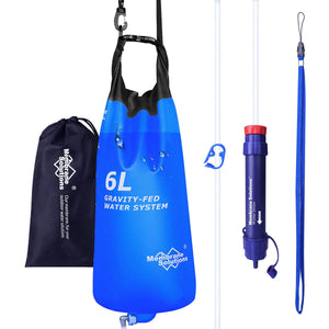 Membrane Solutions 6L Gravity Straw Water Filter Purification Systems for Camping, Hiking, Emergency Preparedness