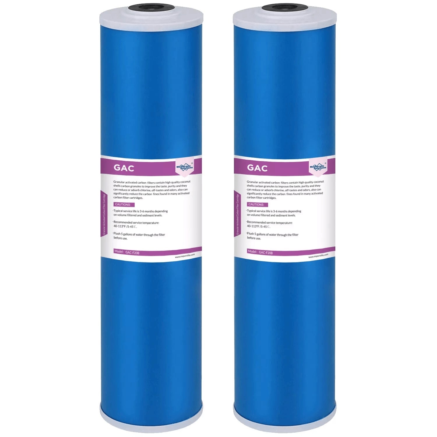 Membrane Solutions 20" x 4.5" 5 Micron Big Blue GAC Granular Activated Carbon Water Filter Cartridge