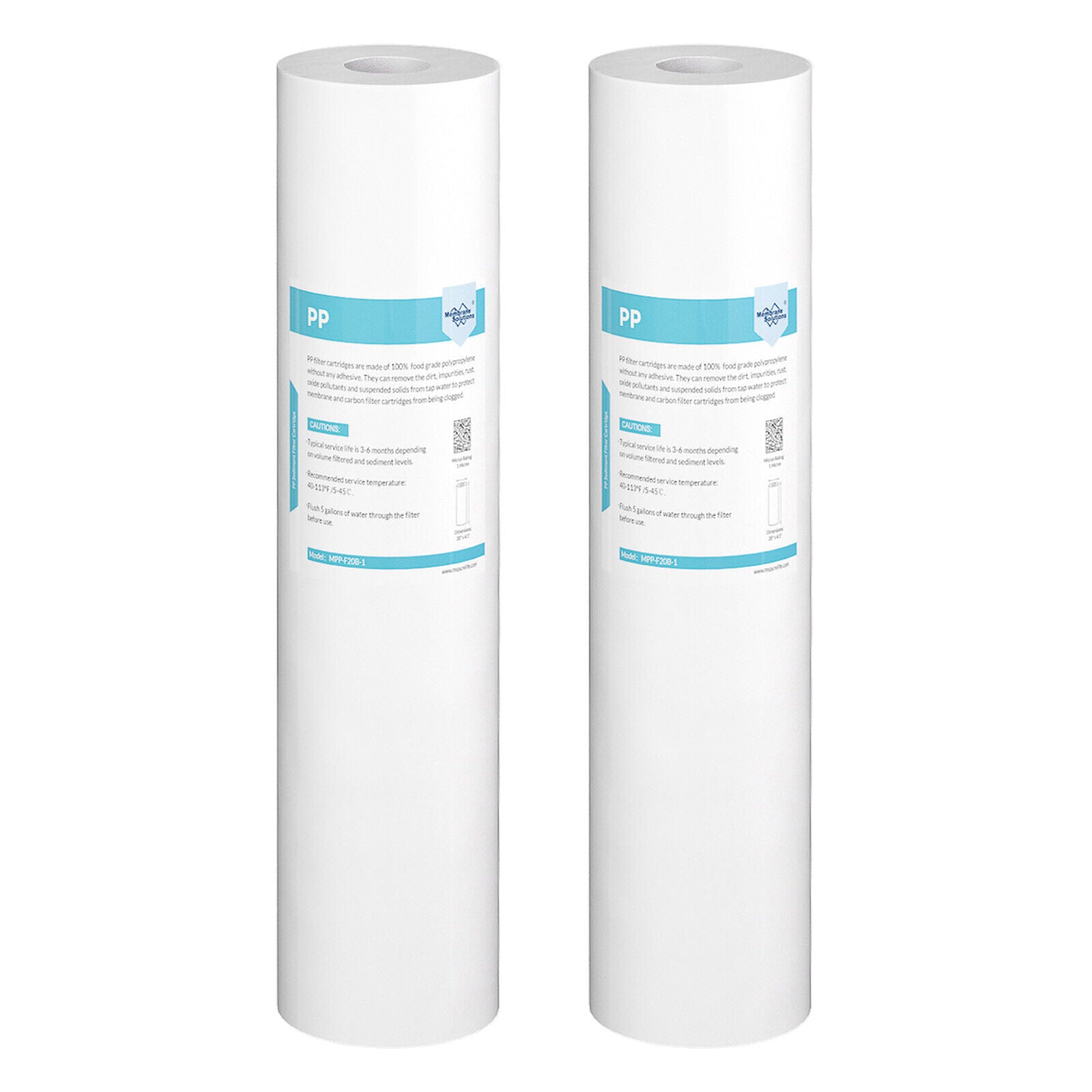 Membrane Solutions 20 Inch 20" x 4.5" Whole House PP Sediment Water Filter Cartridge Replacement 1/5 Micron
