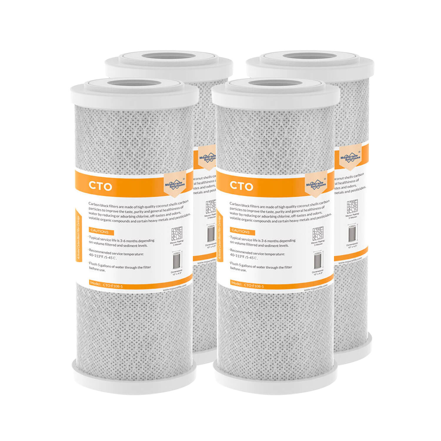 Membrane Solutions 10" x 4.5" CTO Activated Carbon Water Filter for Big Blue 5 Micron