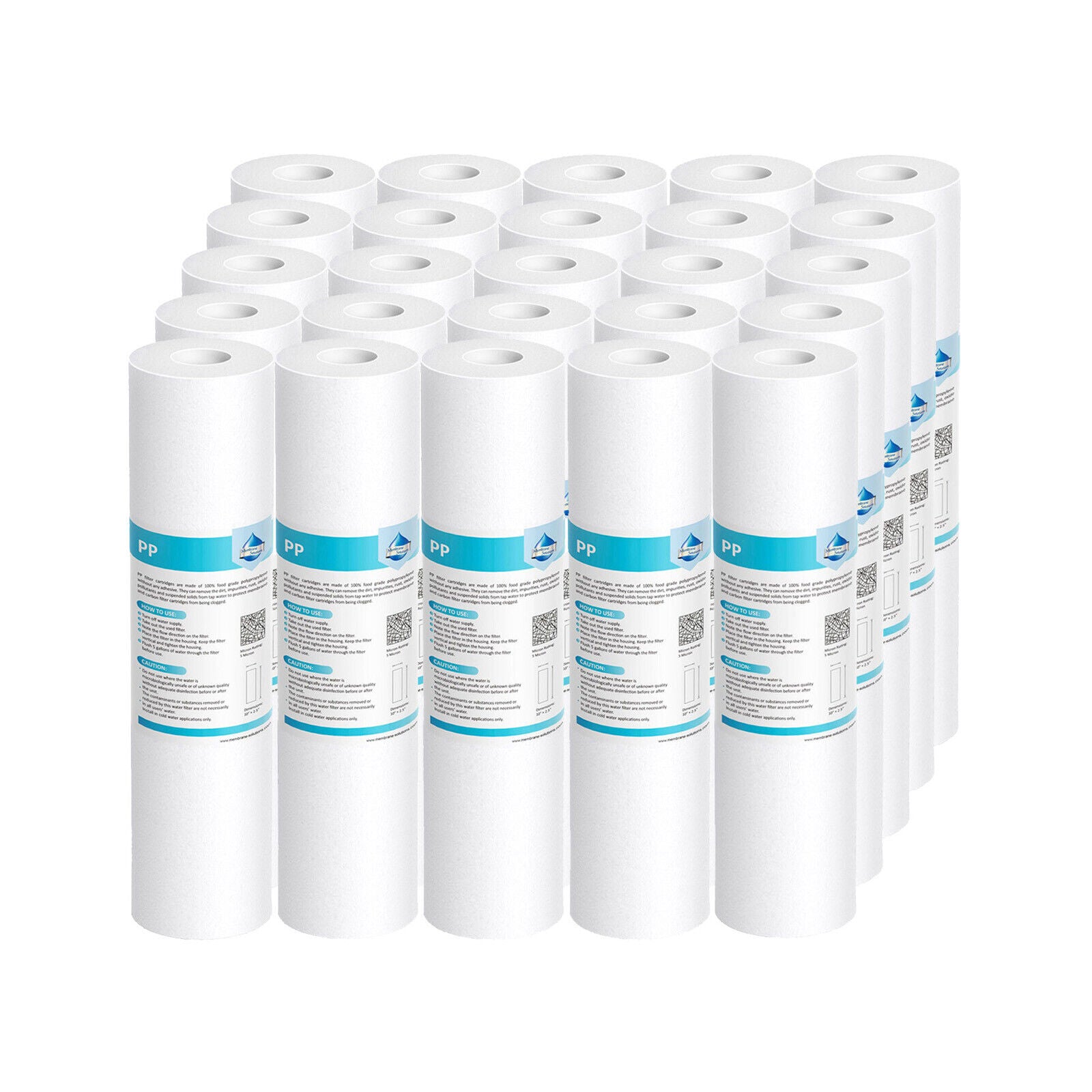 Membrane Solutions 10" x 2.5" Whole House PP Sediment Water Filter Replacement Cartridge 1/5/10/20/25/50 Micron