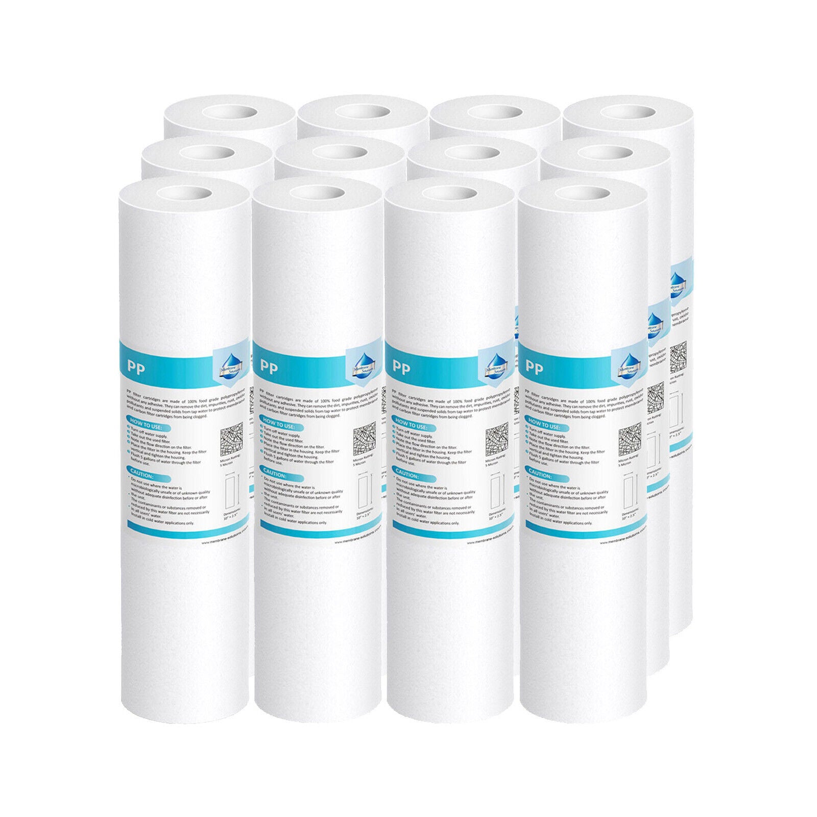 Membrane Solutions 10" x 2.5" Whole House PP Sediment Water Filter Replacement Cartridge 1/5/10/20/25/50 Micron
