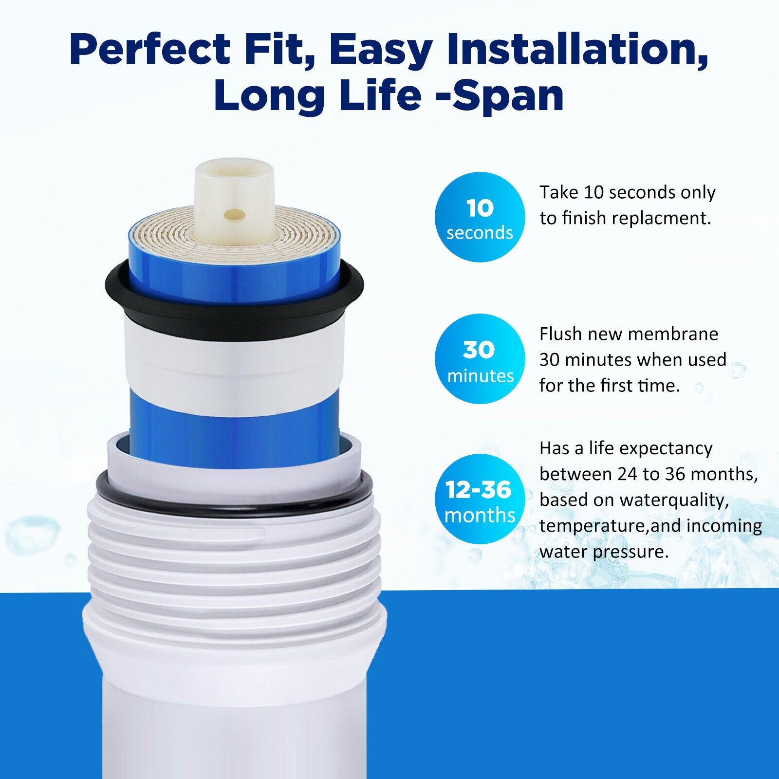 Membrane Solutions RO Membrane, Reverse Osmosis Membrane System Water Filter 1812/3012 Replacement