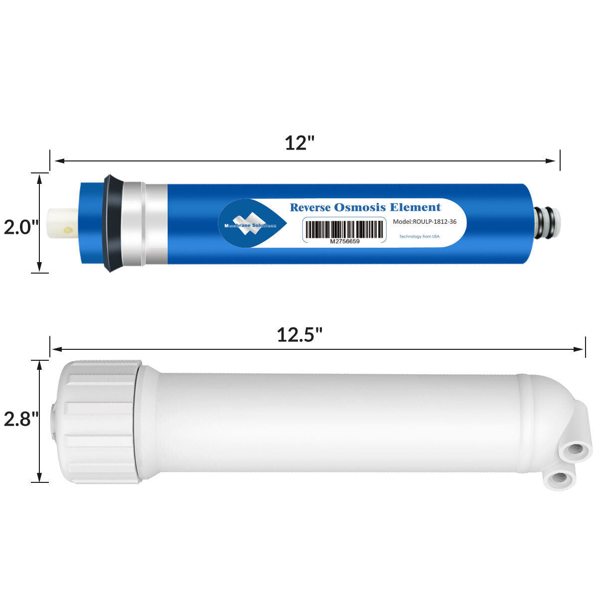 Membrane Solutions RO Membrane, Reverse Osmosis Membrane System Water Filter 1812/3012 Replacement