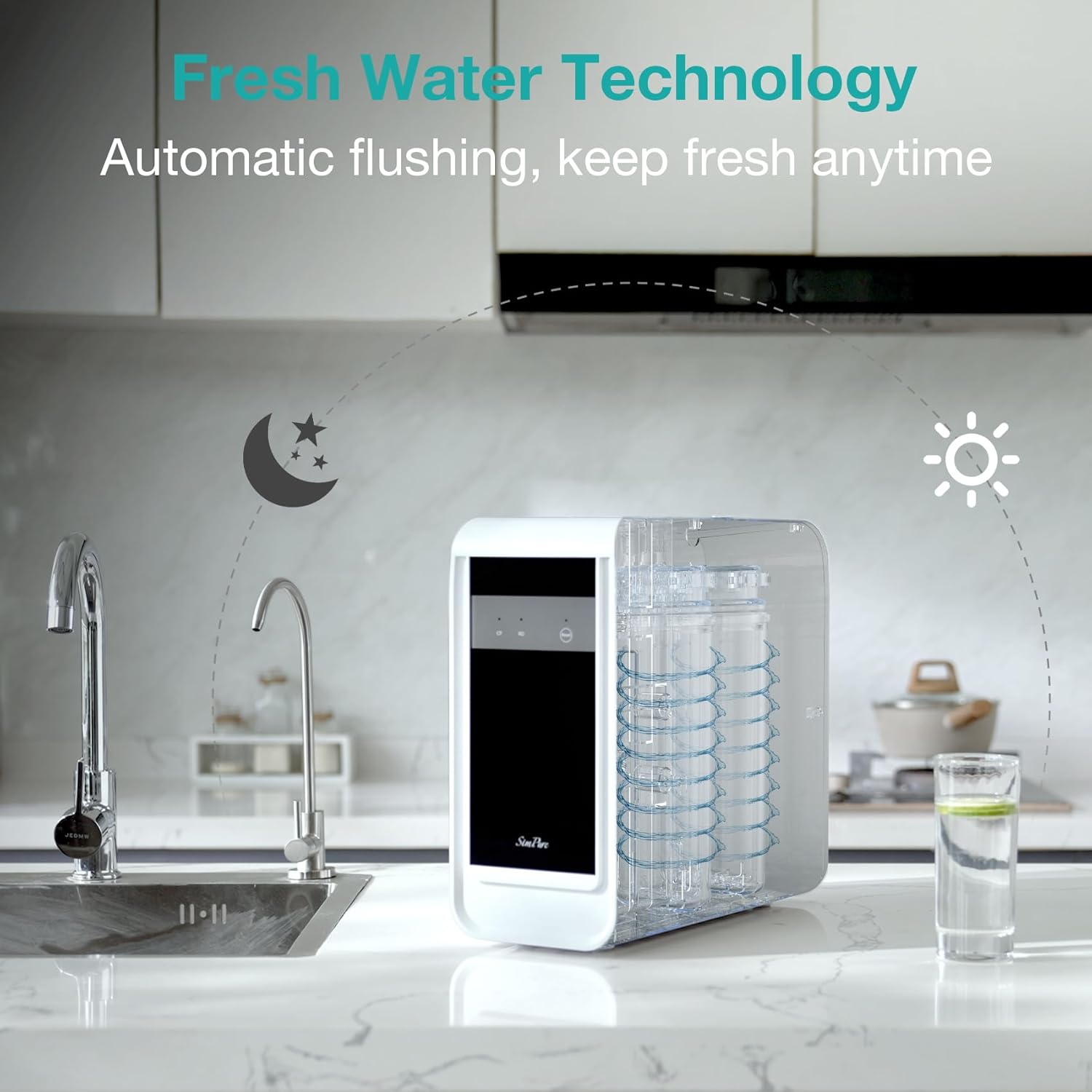 SimPure Q3-600U 600GPD 8-Stage Tankless RO System with Purification Light & Real-Time TDS Monitoring