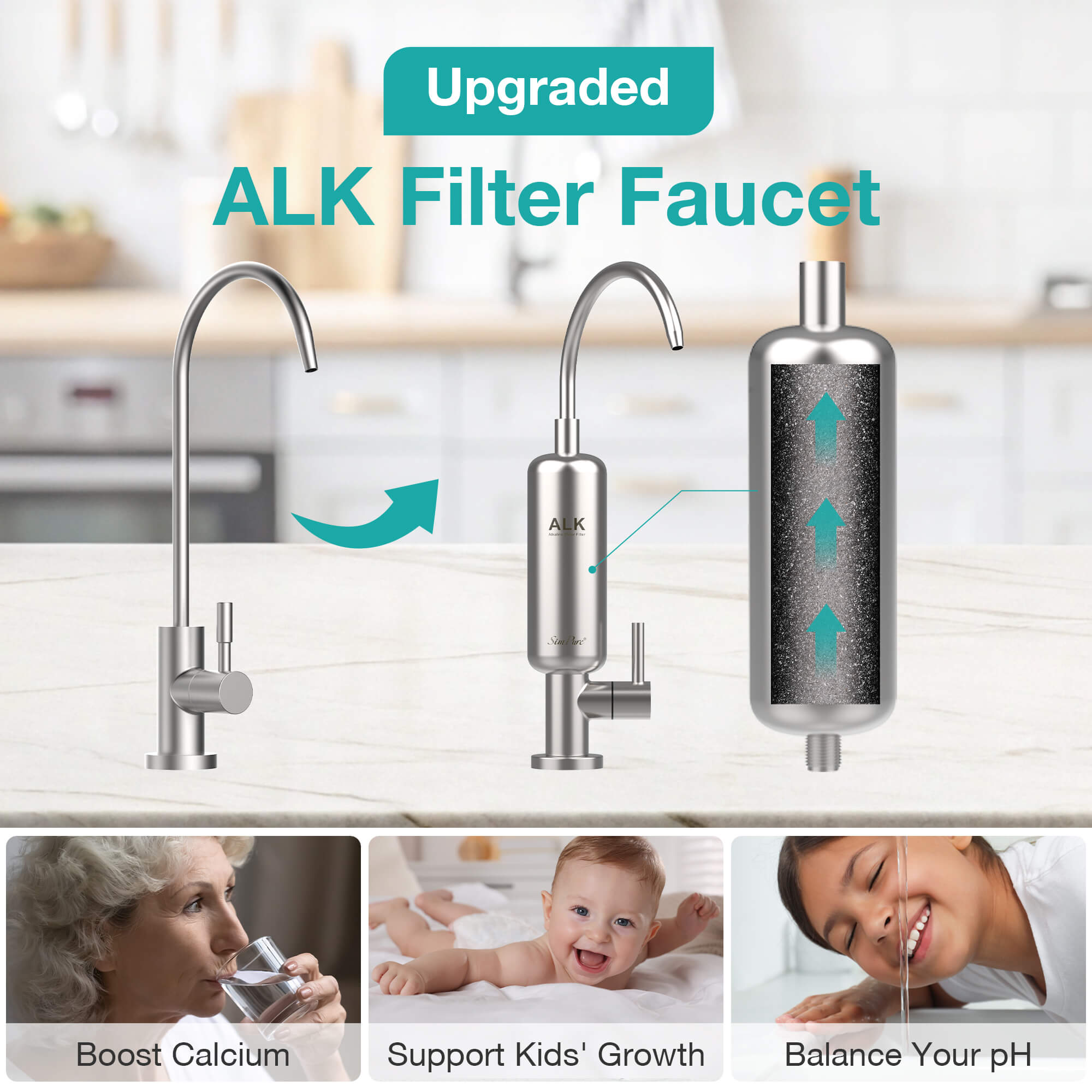 SimPure Q3-600 Series Replacement Faucet with Pre-Installed Filter