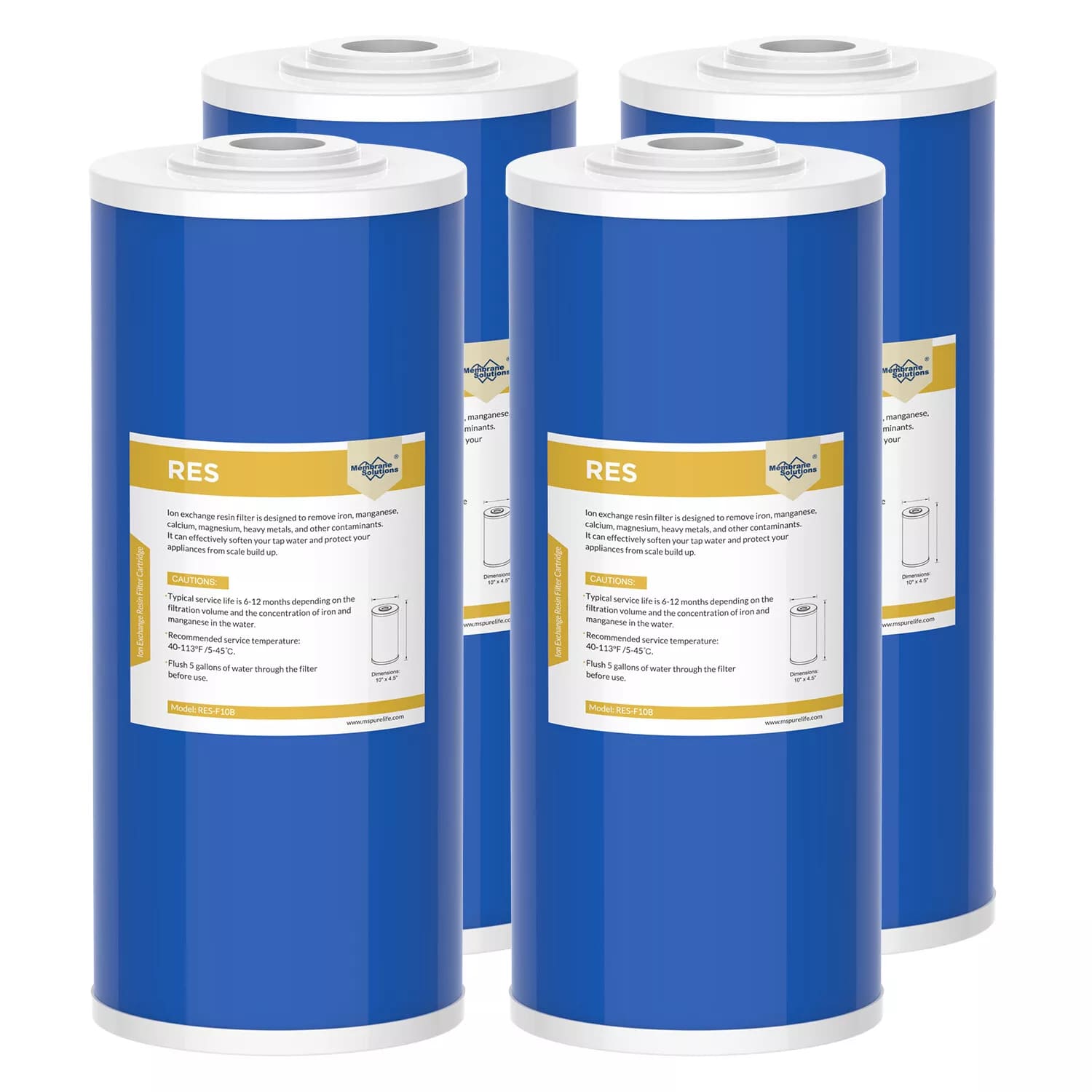 Membrane Solutions 10"x4.5" Water Softening Filter Big Blue Whole House Resin Filter