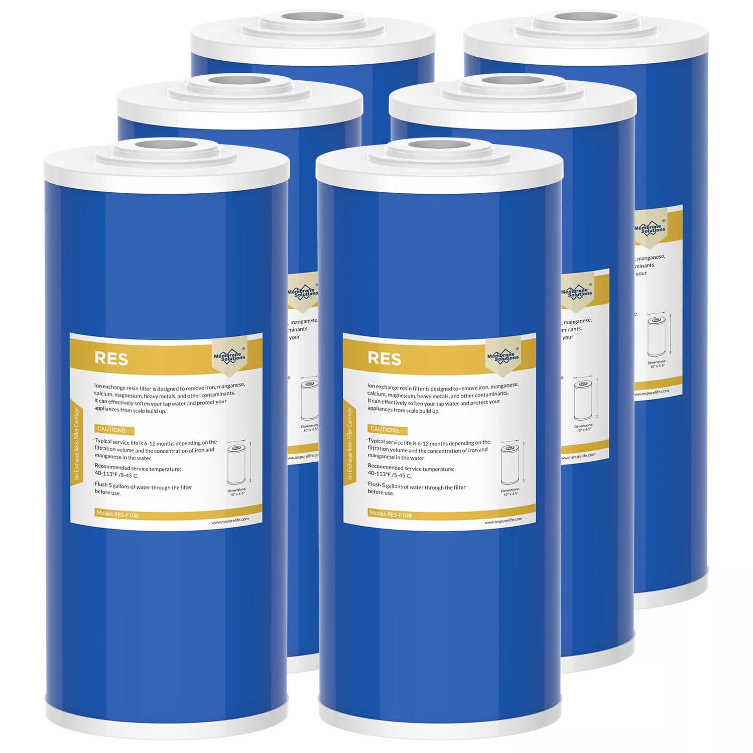 Membrane Solutions 10"x4.5" Water Softening Filter Big Blue Whole House Resin Filter