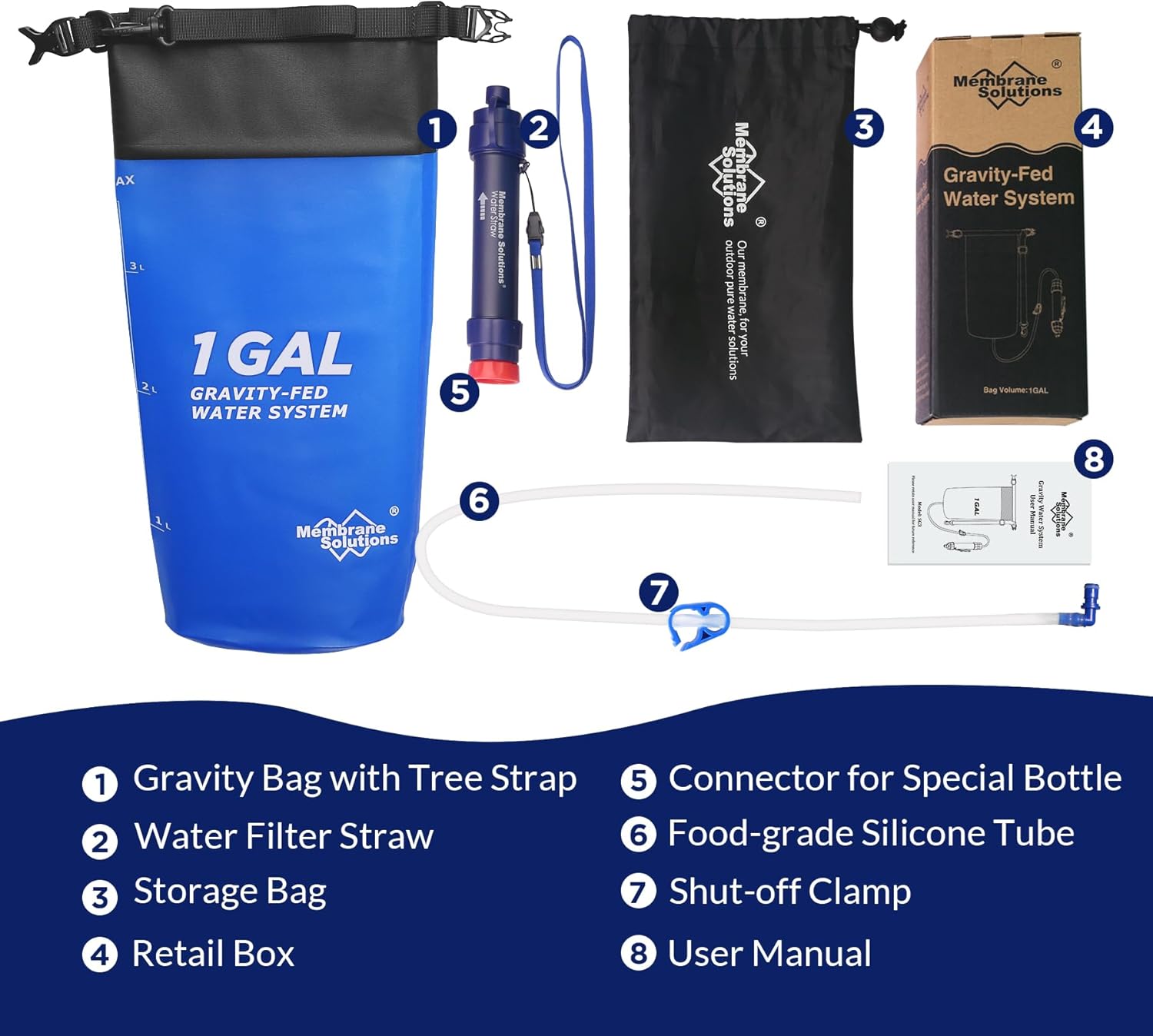 Membrane Solutions 1 Gallon Gravity Water Filtration System